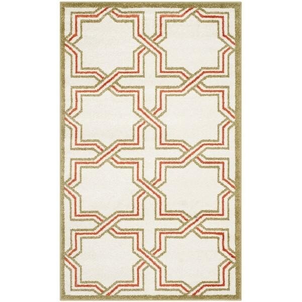 Safavieh 2 Ft.-6 In. X 4 Ft. Runner Indoor-Outdoor Amherst- Ivory And Light Green Power Loomed Rug - AMT413A-24