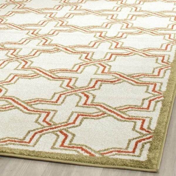Safavieh 2 Ft.-6 In. X 4 Ft. Runner Indoor-Outdoor Amherst- Ivory And Light Green Power Loomed Rug - AMT413A-24