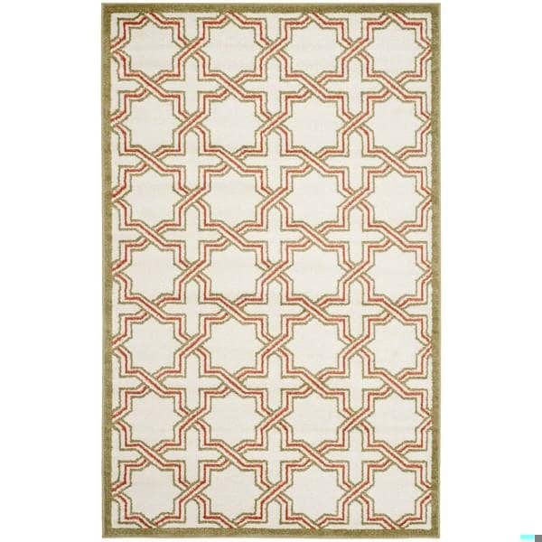 Safavieh 2 Ft.-6 In. X 4 Ft. Runner Indoor-Outdoor Amherst- Ivory And Light Green Power Loomed Rug - AMT413A-24
