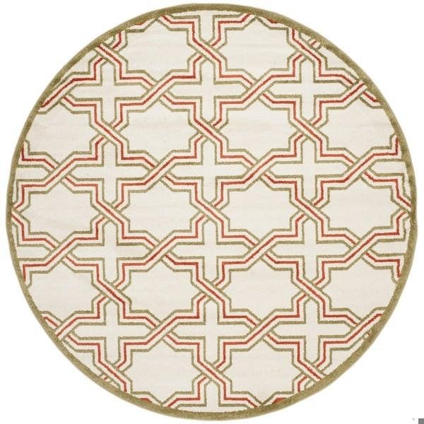 Safavieh 2 Ft.-6 In. X 4 Ft. Runner Indoor-Outdoor Amherst- Ivory And Light Green Power Loomed Rug - AMT413A-24