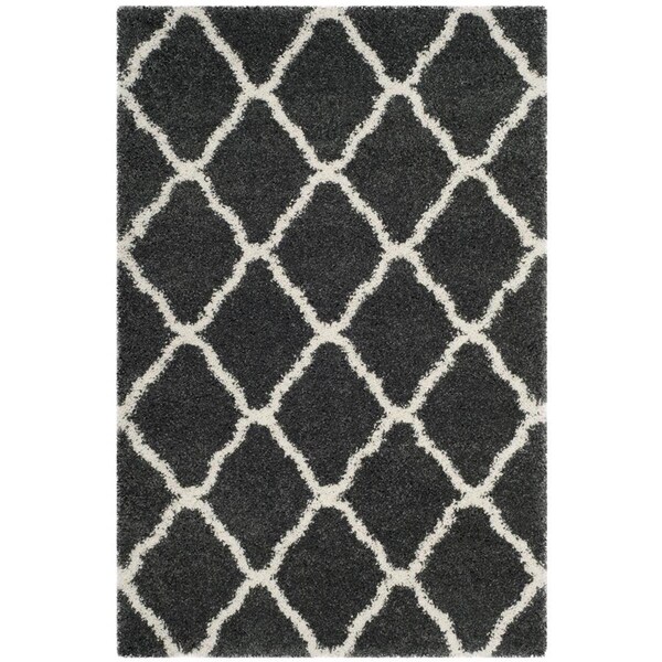 Flowers First 5 ft. 1 in. x 7 ft. 6 in. Hudson Shag Power Loomed Rug, Dark Grey & Ivory - Medium Rectangle - FL2115264