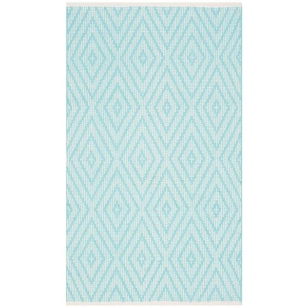 Safavieh Montauk Hand Woven Runner Rug- Turquoise - Ivory- 2 ft. 3 in. x 7 ft. - MTK811H-27