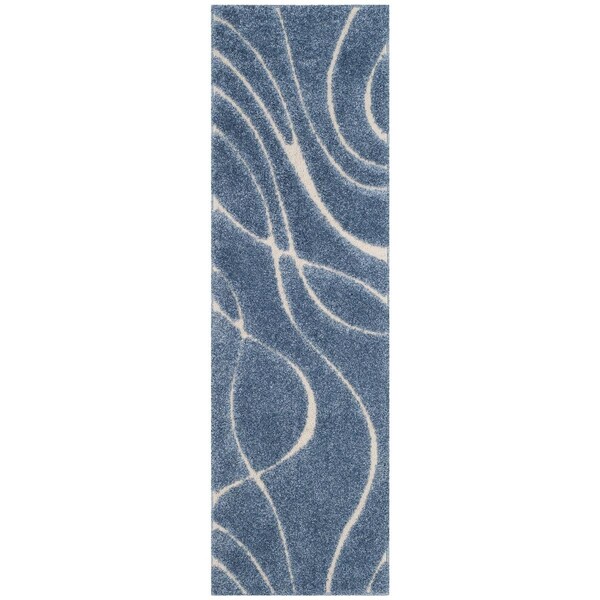 Safavieh 2 ft.3 in. x 7 ft. Shag Power Loomed Runner RugLight Blue & Cream - SG471-6011-27