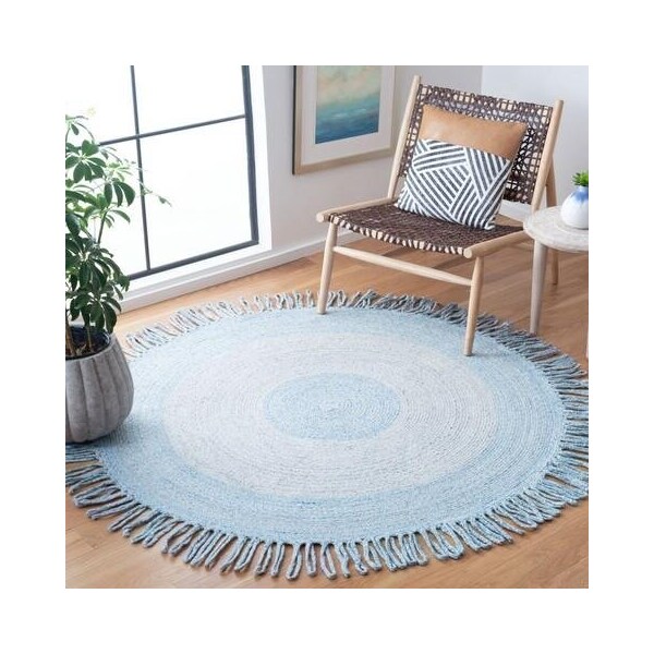 Safavieh 3 x 3 ft. Cape Cod Round Area Rug, Blue & Grey - CAP228M-3R