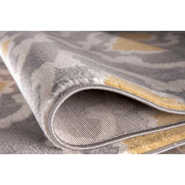 World Rug Gallery Moroccan Trellis Contemporary Gray/Yellow Area Rug 6'6'' Round - 310YELLOWGRAY6RND