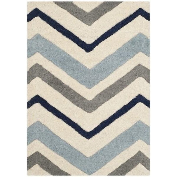 Safavieh Chatham Hand Tufted Rectangle Rug- Ivory - Dark Grey- 2 ft. 3 in. x 11 ft. - CHT749X-211