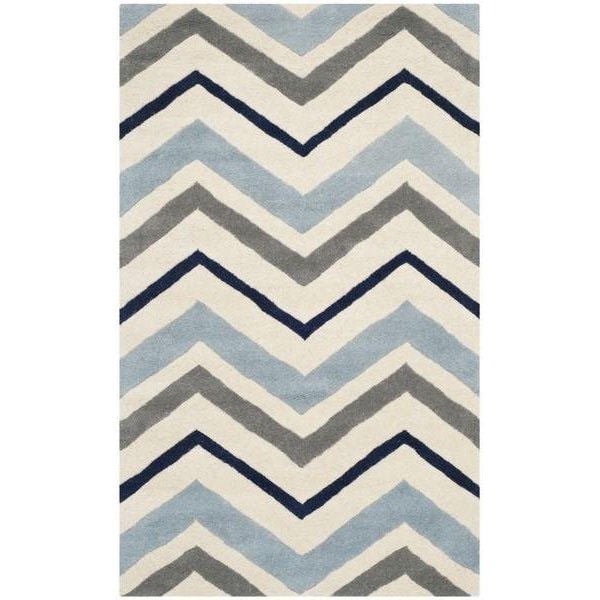 Safavieh Chatham Hand Tufted Rectangle Rug- Ivory - Dark Grey- 2 ft. 3 in. x 11 ft. - CHT749X-211