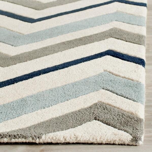 Safavieh Chatham Hand Tufted Rectangle Rug- Ivory - Dark Grey- 2 ft. 3 in. x 11 ft. - CHT749X-211
