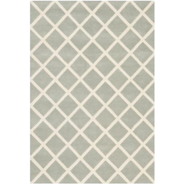 Safavieh Chatham Hand Tufted Small Rectangle Rug- Grey - Ivory- 4 x 6 ft. - CHT718E-4