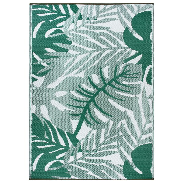 World Rug Gallery Tropical Leaf Reversible Recycled Plastic 5' X 7' Green Outdoor Rug - 6066GREEN5X7