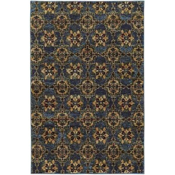 Oriental Weavers 2 x 12 ft. 6 in. Andorra Area Rug, Blue and Gold - A6883C076365ST
