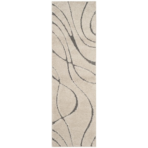 Safavieh 2 ft.3 in. x 7 ft. Shag Power Loomed Runner RugCream & Grey - SG471-1180-27