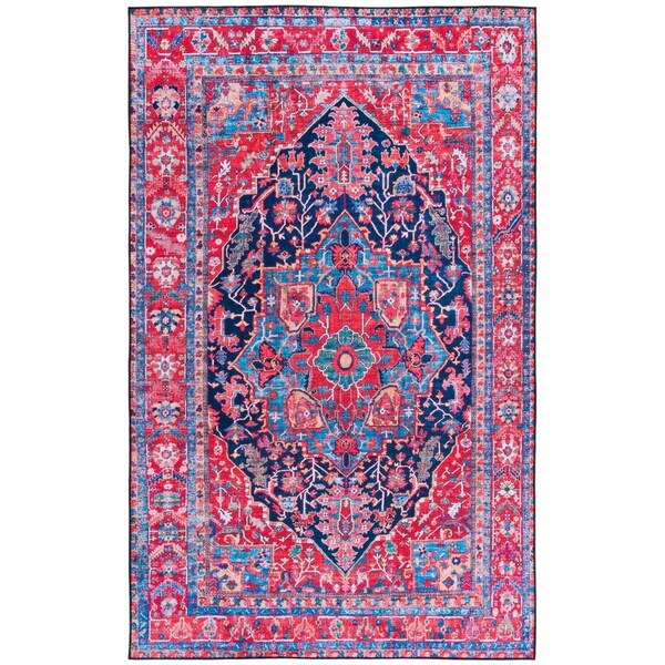 Safavieh 2 ft.-6 in. x 8 ft. Tucson Traditional Power Loomed Runner Rug Navy & Red - TSN121N-28