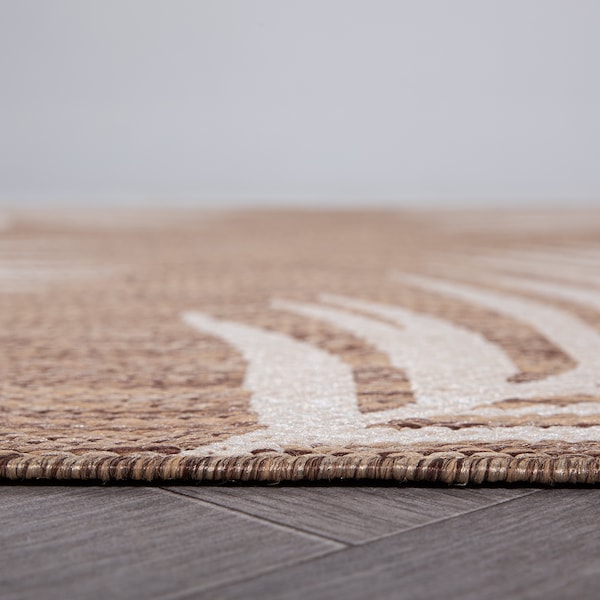 World Rug Gallery Contemporary Palm Leaves Textured Flat Weave Indoor/Outdoor Runner Rug 2'x7' Brown - 111BROWN2X7