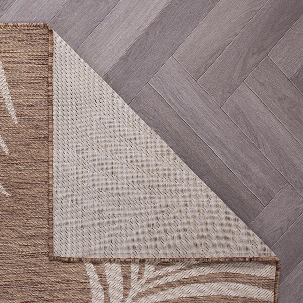 World Rug Gallery Contemporary Palm Leaves Textured Flat Weave Indoor/Outdoor Runner Rug 2'x7' Brown - 111BROWN2X7