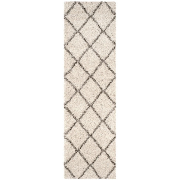 Safavieh Sgh-Hudson Shag Power Loomed Runner Rugs, Ivory and Grey - 2 ft.-3 in. x 8 ft. - SGH281A-28