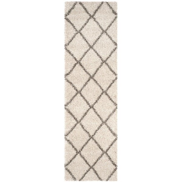 Safavieh Hudson Shag Power Loomed Runner RugIvory & Grey 2 ft. 3 in. x 6 ft. - SGH281A-26