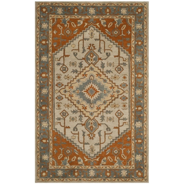 Safavieh Heritage Hand Tufted Rectangle RugLight Blue & Rust 6 x 9 ft. - HG406A-6