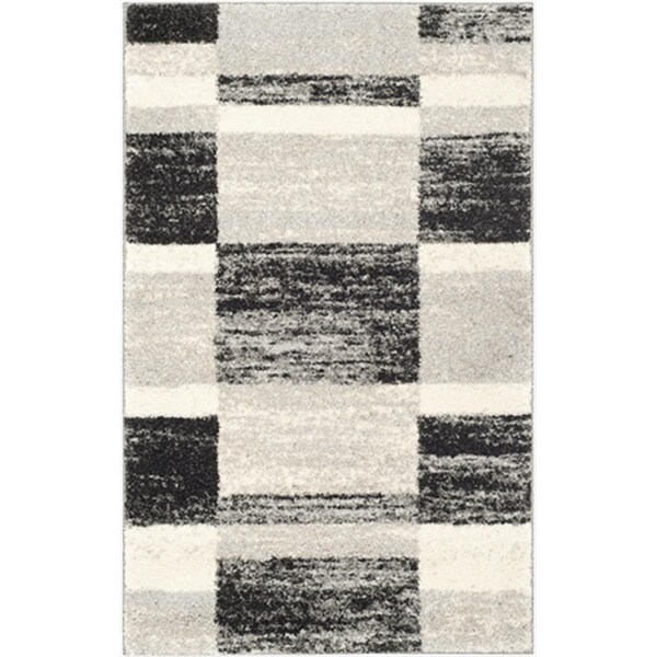 Safavieh 4 x 6 ft. Small Rectangle Contemporary Retro Black and Light Grey Shag Rug - RET2692-9079-4