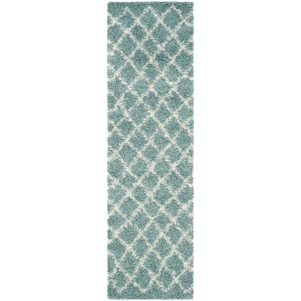 Safavieh Dallas Shag Runner Rug, Seafoam and Ivory - 2 ft. 3 in. x 8 ft. - SGD258C-28