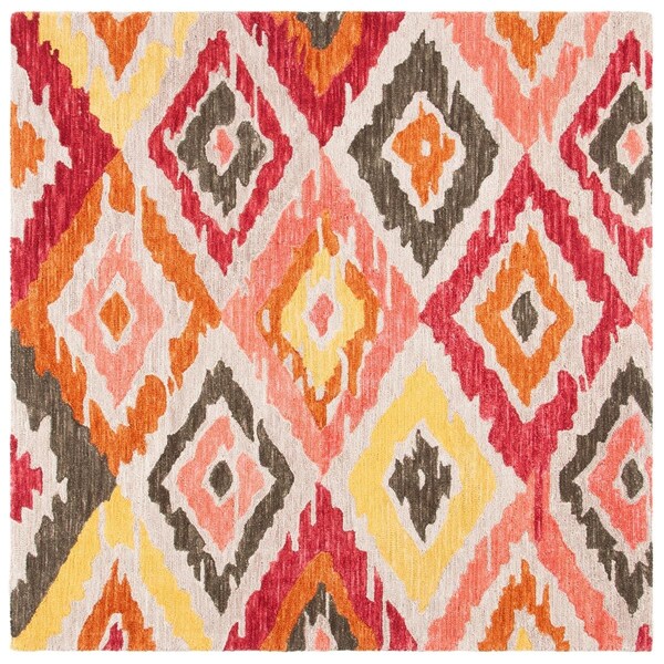 Safavieh 6 x 6 ft. Ikat Hand Tufted Square RugBeige & Pink - IKT337B-6SQ