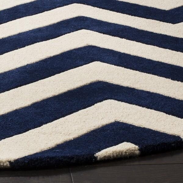 Safavieh Chatham Hand Tufted Runner Rug- Dark Blue - Ivory- 2 ft. 3 in. x 5 ft. - CHT715C-25