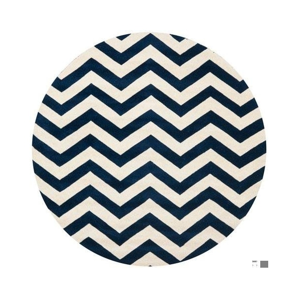 Safavieh Chatham Hand Tufted Runner Rug- Dark Blue - Ivory- 2 ft. 3 in. x 5 ft. - CHT715C-25