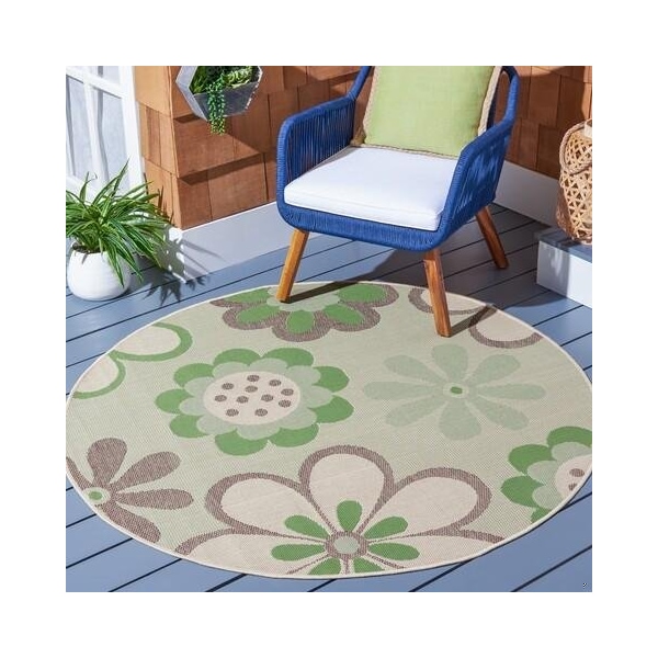 Safavieh 2 Ft. X 3 Ft. -7 In. Accent Indoor-Outdoor Courtyard- Natural Brown And Olive- Machine Made Rug - CY4035A-2