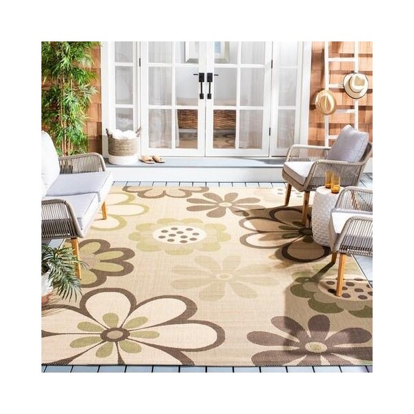Safavieh 2 Ft. X 3 Ft. -7 In. Accent Indoor-Outdoor Courtyard- Natural Brown And Olive- Machine Made Rug - CY4035A-2