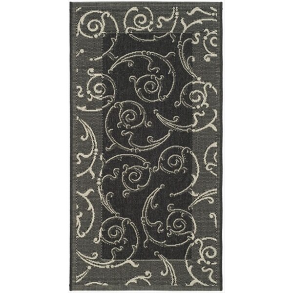 Safavieh 4 Ft. X 5 Ft. - 7 In. Small Rectangle- Indoor - Outdoor Courtyard Black And Sand Machine Made Rug - CY2665-3908-4