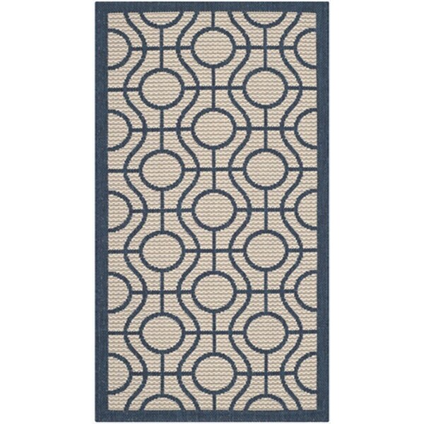 Safavieh 2 Ft. X 3 Ft. -7 In. Small Rectangle Indoor-Outdoor Courtyard- Beige And Navy- Power Loomed Rug - CY6115-258-2