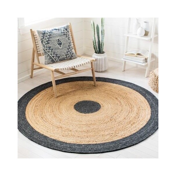 Safavieh 4 x 4 ft. Braided Contemporary Round Rug, Black & Gold - BRD910Z-4R