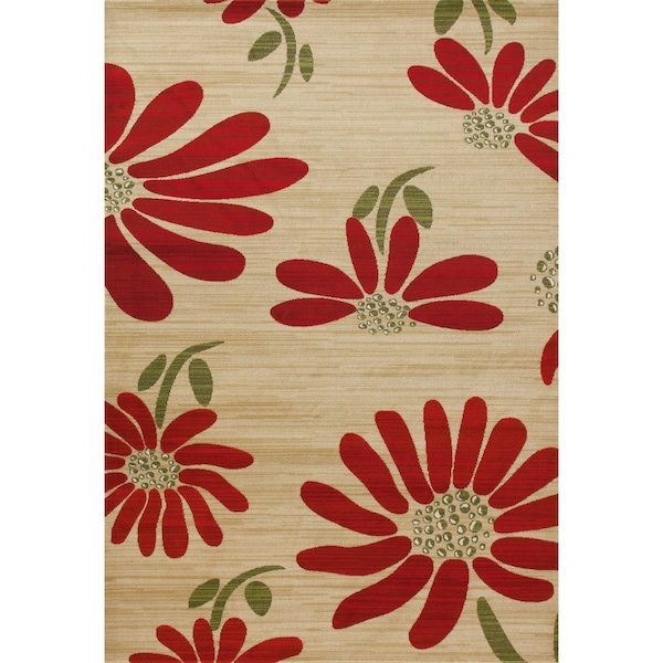 Art Carpet 7 X 9 Ft. Antigua Collection Spring Daisy Woven Area Rug, Beige - 841864117590
