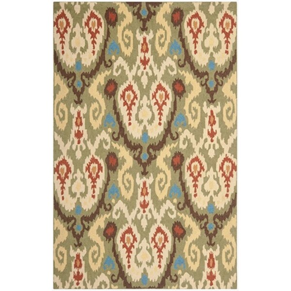 Safavieh 3 x 3 ft. Round Country and Floral Chelsea Teal and Green Hand Hooked Rug - HK378A-3R
