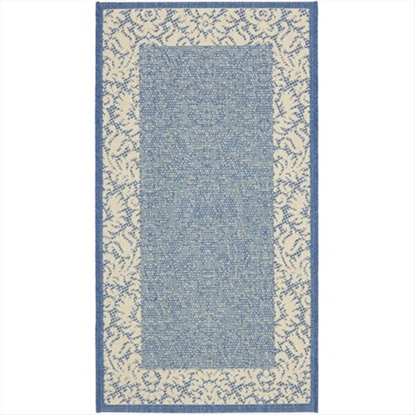 Safavieh 2 Ft. -7 In. X 5 Ft. Small Rectangle Indoor-Outdoor Courtyard- Blue And Natural- Machine Made Rug - CY2727-3103-3