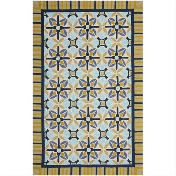Safavieh 5 x 8 ft. Medium Rectangle- Indoor - Outdoor Four Seasons Tan And Blue Hand Hooked Rug - FRS449A-5