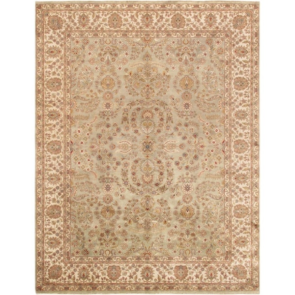 Pasargad Home Baku Collection Hand-Knotted Lamb's Wool Area Rug- 7 ft. 10 in.  X 9 ft. 10 in. - P-501 S.GREEN 8X10
