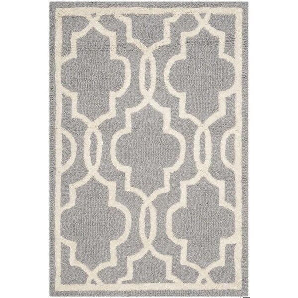 Safavieh Cambridge Hand Tufted Small Rectangle Rugs, Silver and Ivory - 3 x 5 ft. - CAM131D-3