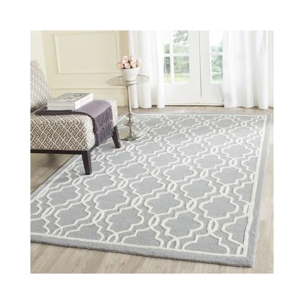 Safavieh Cambridge Hand Tufted Small Rectangle Rugs, Silver and Ivory - 3 x 5 ft. - CAM131D-3