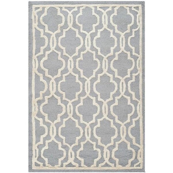 Safavieh Cambridge Hand Tufted Small Rectangle Rugs, Silver and Ivory - 3 x 5 ft. - CAM131D-3