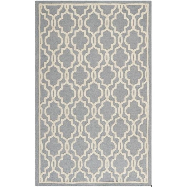 Safavieh Cambridge Hand Tufted Small Rectangle Rugs, Silver and Ivory - 3 x 5 ft. - CAM131D-3