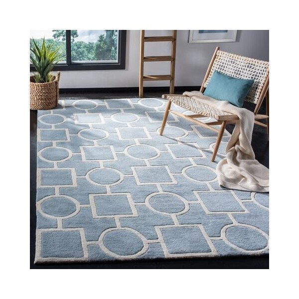 Safavieh 4 Ft. x 6 Ft. Rectangle- Contemporary Chatham Blue And Ivory Hand Tufted Rug - CHT737B-4