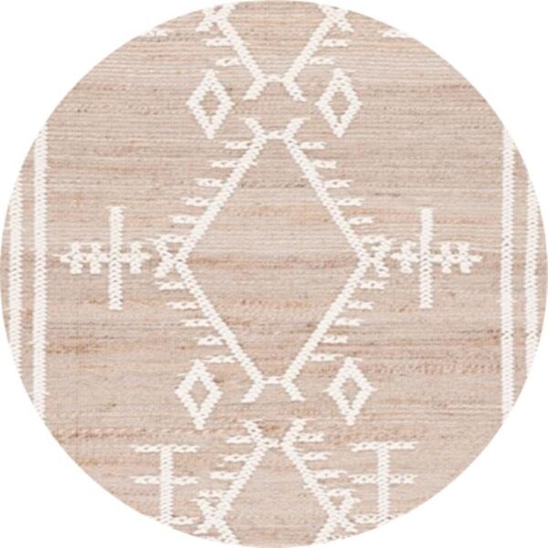 Safavieh 6 ft. 7 in. x 6 ft. 7 in. Heirloom Power Loomed Round Rug; Ivory & Navy - HRL718A-7R