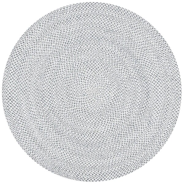 Safavieh 6 x 6 ft. Braided Hand Loomed Round Area Rug; Grey & Ivory - BRD801F-6R