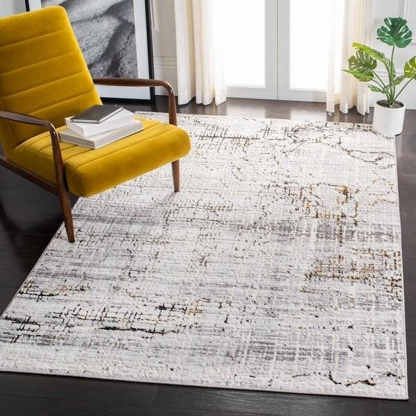 Safavieh 2 x 8 ft. Amelia Contemporary Runner Power Loomed Rug Gray & Gold - ALA248F-28
