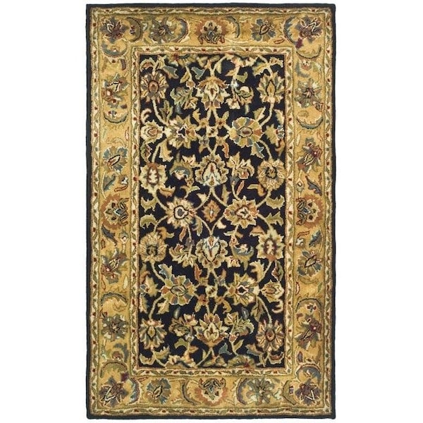 Safavieh 3 Ft. x 5 Ft. Small Rectangle- Traditional Classic Black And Gold Hand Tufted Rug - CL758B-3