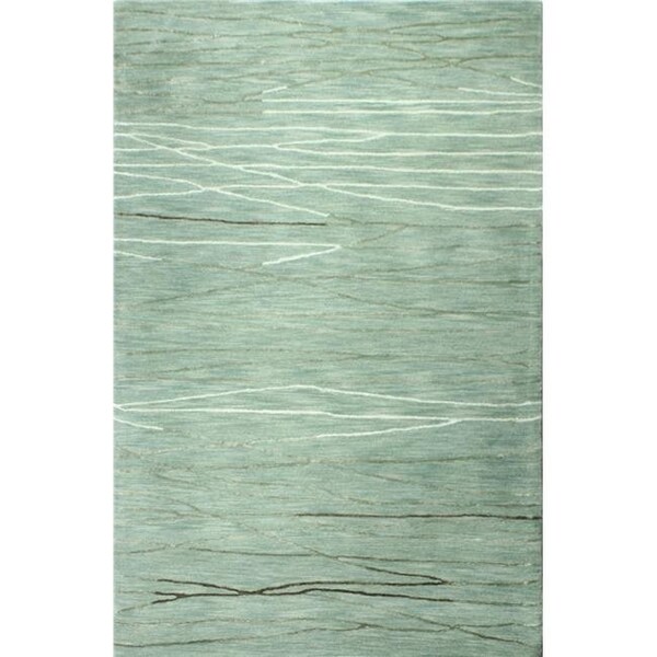 Bashian Bashian R129-AQ-8X10-HG238 Greenwich Collection Abstract Contemporary Wool & Viscose Hand Tufted Area Rug; Aqua - 7 ft. 9 in. x 9 ft. 9 in. - R129-AQ-8X10-HG238