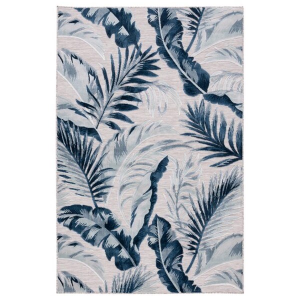 Safavieh 4 x 6 ft. Cabana Coastal Power Loomed Rectangle Rug Grey & Navy - CBN452F-4