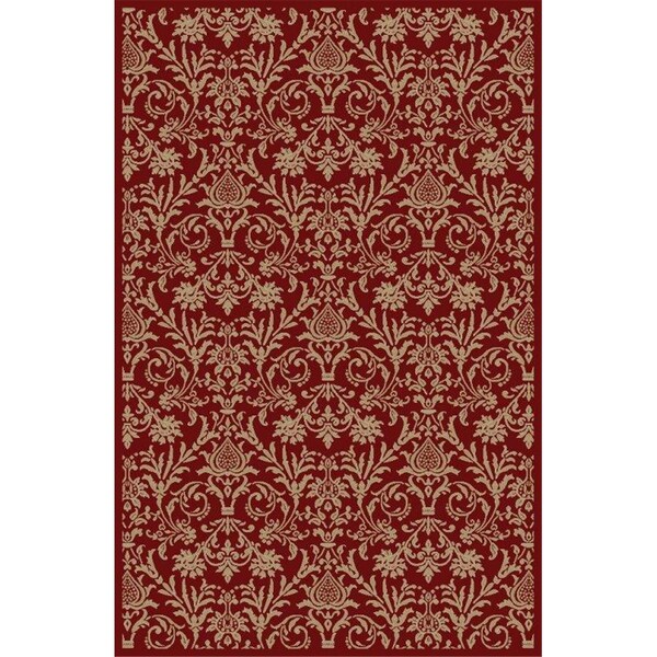 Concord Global Trading Area Rugs, 3 Ft. 11 In. X 5 Ft. 7 In. Jewel Damask - Red - 49404
