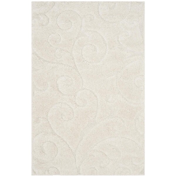Safavieh 4 x 6 ft. Shag Power Loomed Small Rectangular Area Rug, Creme - SG455-1111-4